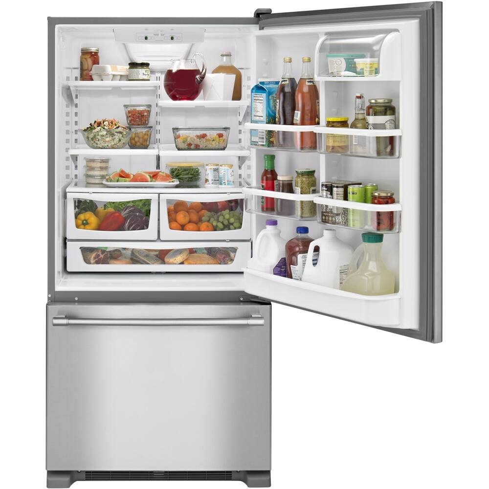 a stainless steel refrigerator