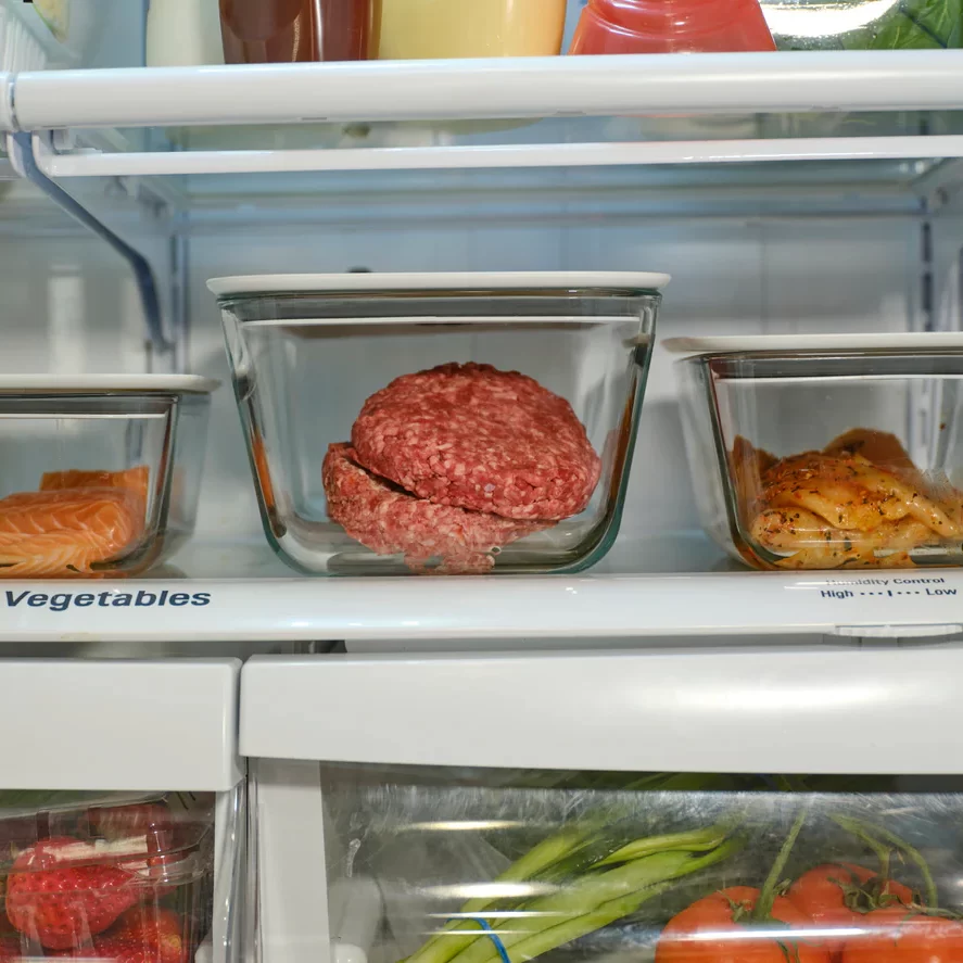 ground beef in the refrigerator