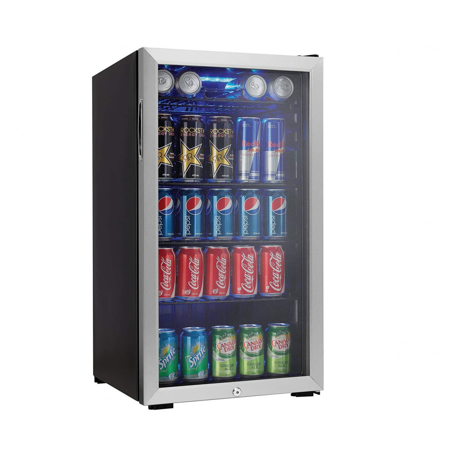 mini fridge with glass door